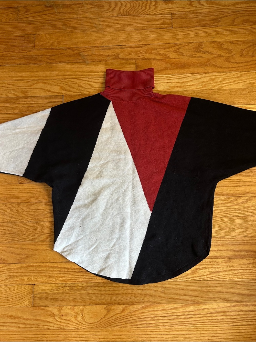 Kids Colorblock Turtleneck Sweater - Red, Black & White